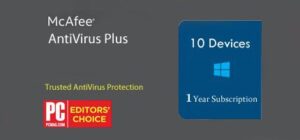 McAfee® AntiVirus Plus, 1-year, 10 Devices (PC/MacOS®/Android/iOS) Latest Version ESD